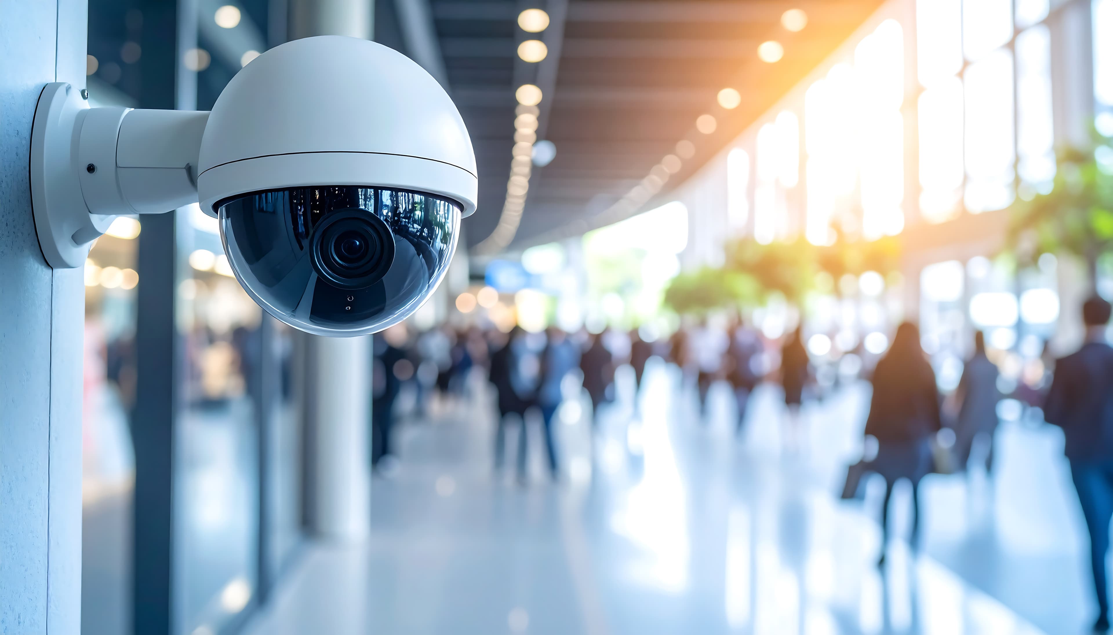 Professional dome security camera in commercial building